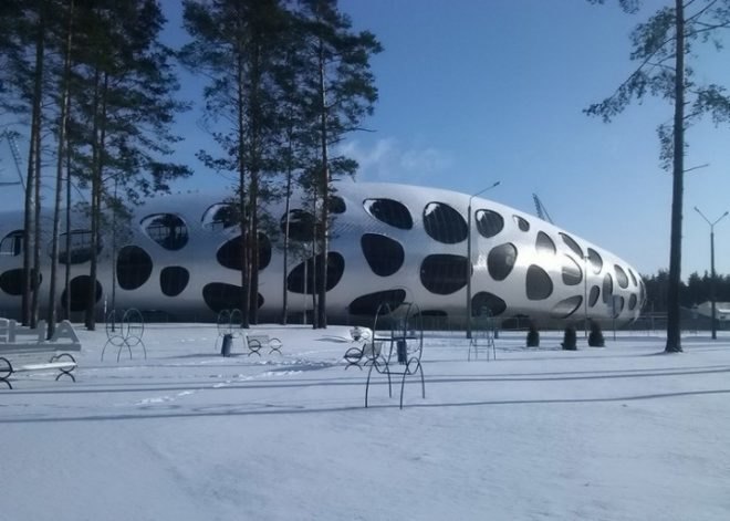OFIS Arhitekti, FC BATE Borisov Stadium, Borisov, Belarus, architecture, spotty stadium, stadium design, urban design, stadium architecture, football stadium design