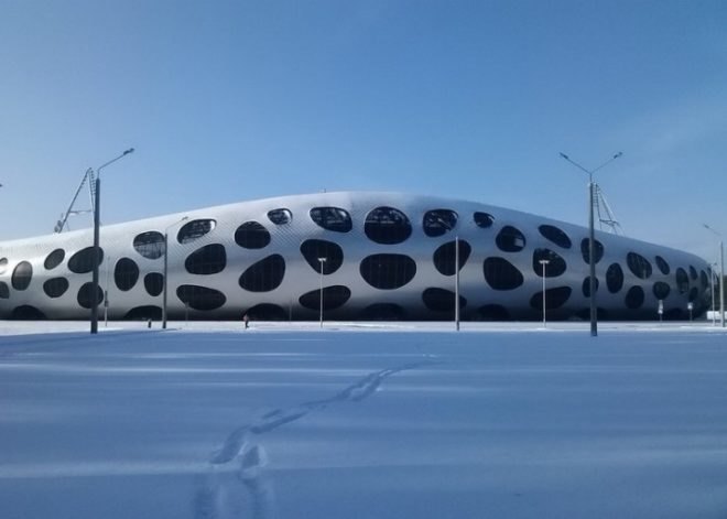 OFIS Arhitekti, FC BATE Borisov Stadium, Borisov, Belarus, architecture, spotty stadium, stadium design, urban design, stadium architecture, football stadium design