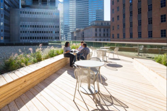 One Dallas Center, HKS, dallas, hks architects, architecture firm, leed platinum, green renovation, urban design