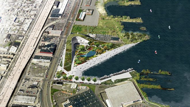 Perkins+Will, Perkins+Will power plant apartment building, waste-to-energy, green-roofed building, green roof, power plant design, waste management, EPA standards, Columbia University study, flooding, flooding protection
