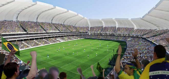 Populous architecture, Populous stadiums, Populous Arena das Dunas, World Cup Arena Brazil, FIFA World Cup, Brazil World Cup, sports architecture, ETFE louvers, stadium design, sustainable stadiums, multipurpose venues, multipurpose arena Brazil, natural ventilation, rainwater harvesting