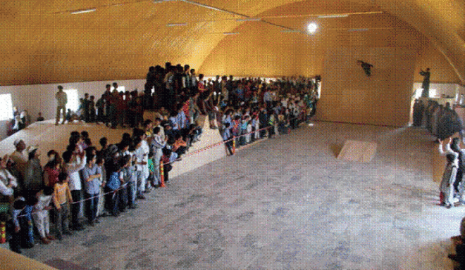 Skateistan Mazar-e-Sharif (MeS) Facility, architecture, skateboarding center afghanistan, shipping containers, shipping container design, afghanistan, containerized Education Centre, Skateistan.org, sustainable materials, long-term sustainability, skateboarding, intenational NGO, educational center afghanistan, Afghan city of Mazar-e-Sharif, Andreas Schutzenberger