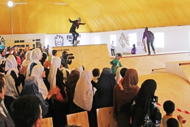 Skateistan Mazar-e-Sharif (MeS) Facility, architecture, skateboarding center afghanistan, shipping containers, shipping container design, afghanistan, containerized Education Centre, Skateistan.org, sustainable materials, long-term sustainability, skateboarding, intenational NGO, educational center afghanistan, Afghan city of Mazar-e-Sharif, Andreas Schutzenberger