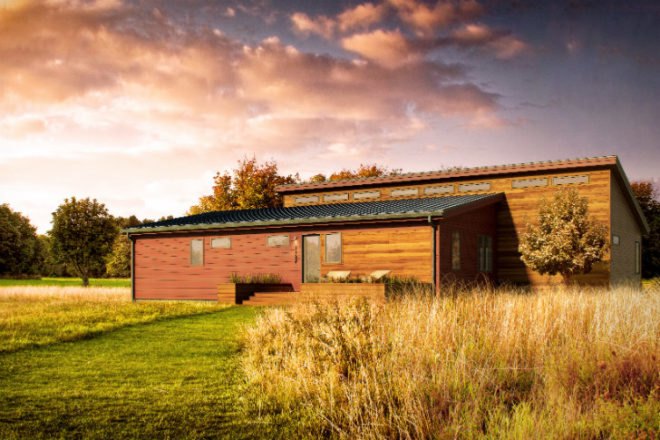 Tim Wright House, Blu Homes, taliesin east, frank lloyd wright, balance vista, prefab home