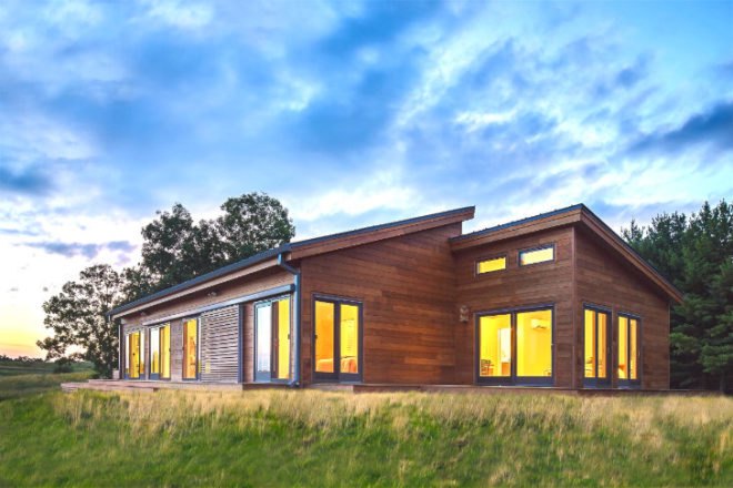 Tim Wright House, Blu Homes, taliesin east, frank lloyd wright, balance vista, prefab home