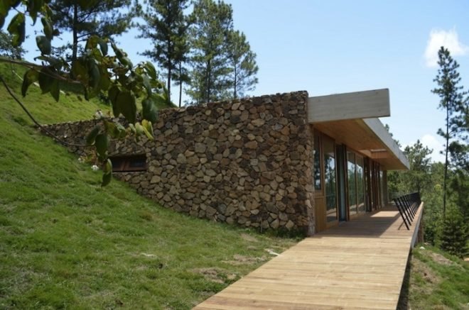 vasho, vasho architects, rd house, energy efficiency, green roofs, home automation, dominican republic, natural insulation, summer house, locally sourced wood, exposed concrete, excavated rock, steep topography