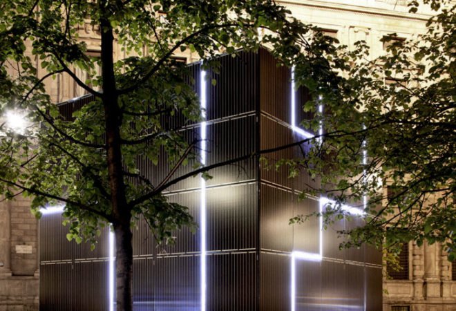 Romolo Stanco, e-QBO installation, art installation, LED interactive installation, LED lights, Italian design, photovoltaics, renewable energy sources, TRED, transformable design, interactive objects, wifi hot-spots