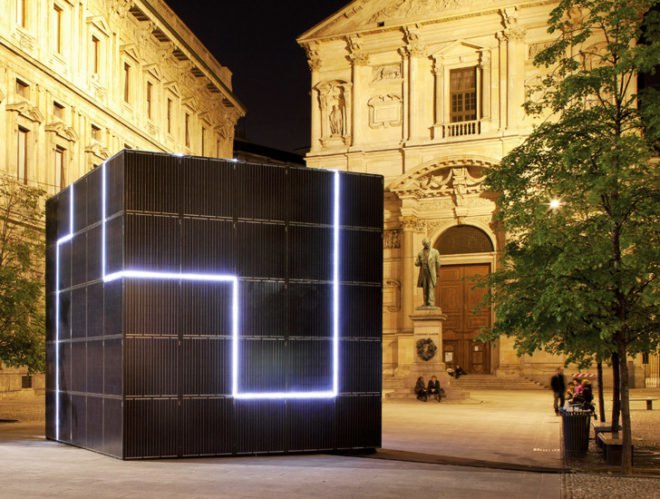 Romolo Stanco, e-QBO installation, art installation, LED interactive installation, LED lights, Italian design, photovoltaics, renewable energy sources, TRED, transformable design, interactive objects, wifi hot-spots