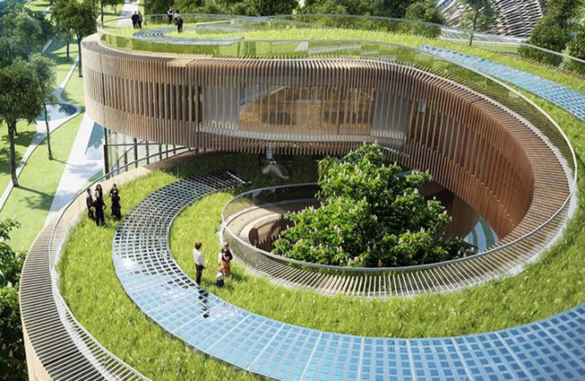 Vincent Callebaut Architectures, Vincent Callebaut, Flavours Orchard, eco-district China, China sustainable architecture, China architecture, China masterplan, sustainable masterplan, solar power, wind power, wind turbines, futuristic city, smart energy grid