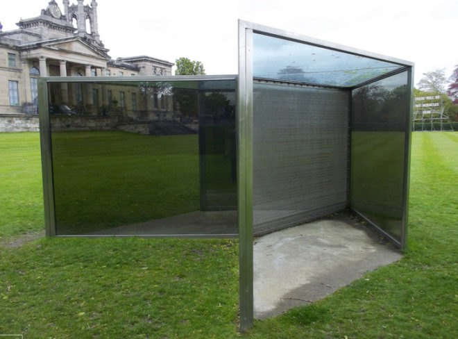 Dan Graham, Graham, Dan Graham Sculpture, sculpture, glass sculpture, installation art, glass installation, glass sculpture