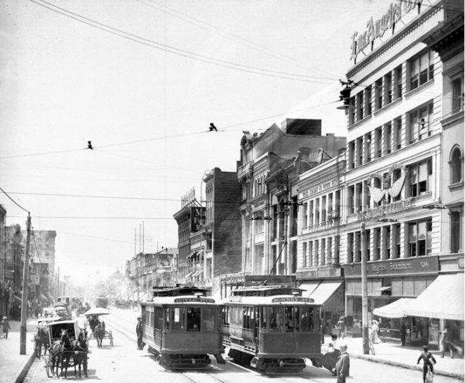 electric street railway, electric streetcar, los angeles streetcar system, los angeles railway, pacific electric railway, yellow cars, red cars, traffic congestion, suburbanization, buses, personal car ownership, low-density land use patterns, end of the streetcar era, general motors, firestone tire, standard oil, national city lines, pacific city lines, los angeles metropolitan transit authority, diesel buses, resurrection of streetcars, modern streetcar, metro blue line, metro red line, metro green line, pacific electric red car trolley, metro gold line, gold line extension, expo line, westside subway extension