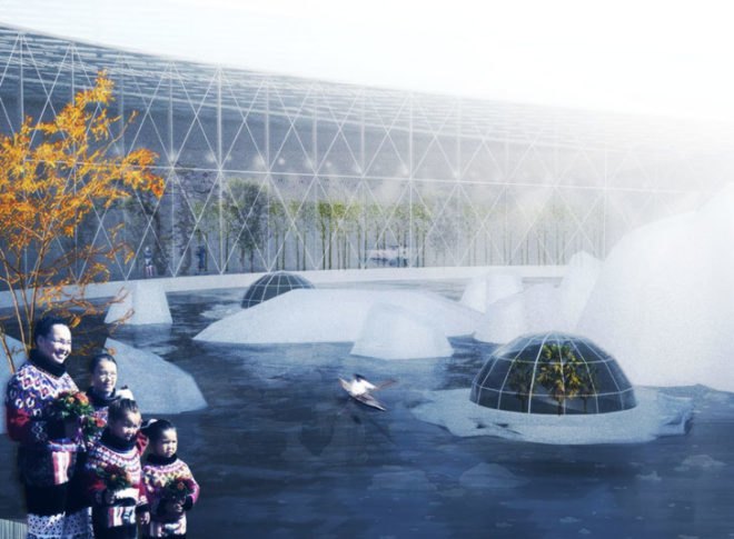 Arctic Harvester, Jacques Rougerie Competition, hydroponic farm, futuristic floating farms, Greenland local food, global warming, polar caps melting, iceberg melting, floating architecture, hydroponic farms, futuristic design, climate change, water issues, french architects, floating structures, architectural competition, student architecture projects