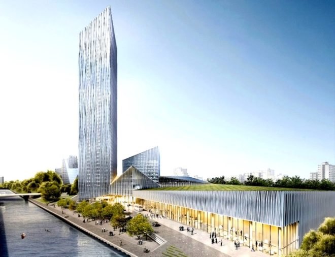 Tangram, Barkow Leibinger, estrel hotel, estrel berlin, berlin, Germany, berlin airport, berlin construction, berlin architecture, curtain wall façade, hotel complex, gateway to berlin, conference center, hotel tower