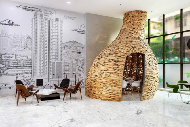 Planet 3 Studios, Mumbai architecture, Mumbai architects, Baya Park offices, Baya Park Mumbai, Nest-like architecture, woven architecture, bird nest meeting spaces, bird nest spaces, tiny spaces, biomimicry, bird-inspired design