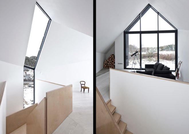 Raw Architecture Workshop, David Barbour, Scottish Highland Home, dark-stained timber, air source heat pump, soil insulation, gabled Scottish cottage, mountain sunrise, island sunset