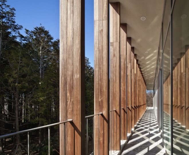 Jeju island, jeju province, south korea, green roof, d lim architects, nine bridges, nine bridges golf course, multipurpose hall, CJ group, sloping green roof, timber louvers