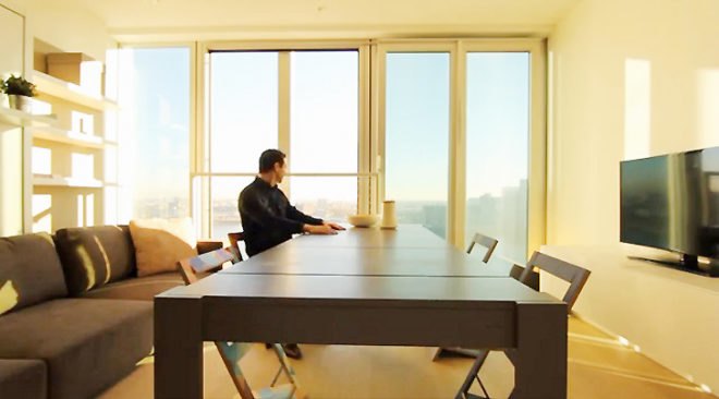 De Rotterdam tower, OMA De Rotterdam, space-saving furniture, space-saving apartments, tiny homes, transforming furniture, folding beds, transformable spaces, housing units, housing design, tower Rotterdam, Rotterdam architecture