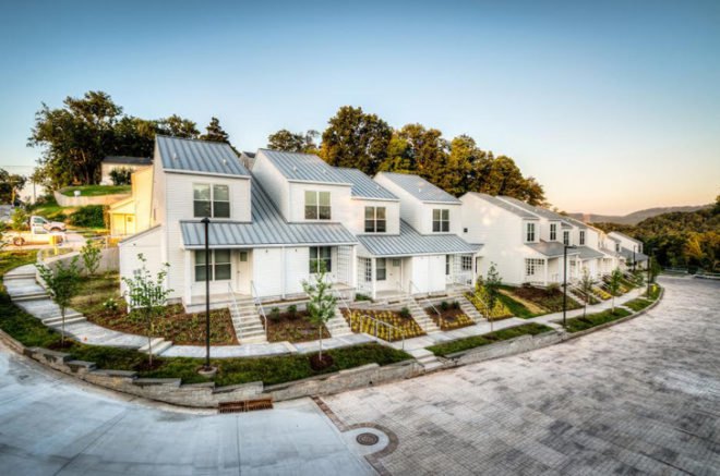 Fairmount Avenue Townhomes, HK Architects, Tennessee architecture, Hefferlin + Kronenberg Architects, LEED Platinum-certified building, LEED certification, LEED platinum, social housing Tennessee, low income housing, American Economic Recovery and Reinvestment Act, passive sustainability, passive houses, photovoltaic panels