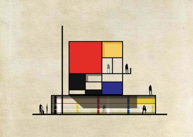 Federico Babina, archist, 20th century art, art, architecture, archibet, archicine, building art, architecture illustrations, cross sections, iconic art
