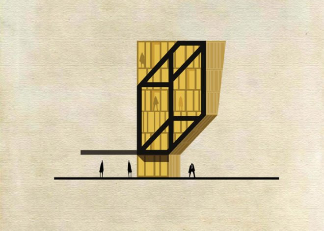 Federico Babina, archist, 20th century art, art, architecture, archibet, archicine, building art, architecture illustrations, cross sections, iconic art