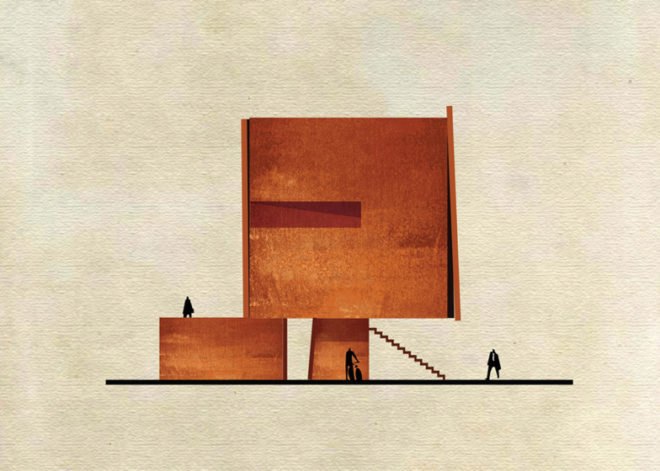 Federico Babina, archist, 20th century art, art, architecture, archibet, archicine, building art, architecture illustrations, cross sections, iconic art