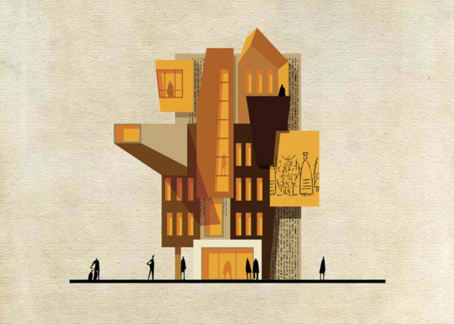 Federico Babina, archist, 20th century art, art, architecture, archibet, archicine, building art, architecture illustrations, cross sections, iconic art