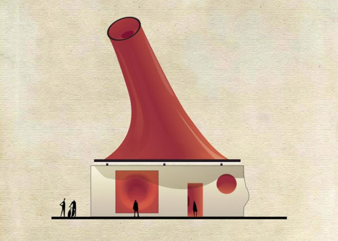 Federico Babina, archist, 20th century art, art, architecture, archibet, archicine, building art, architecture illustrations, cross sections, iconic art
