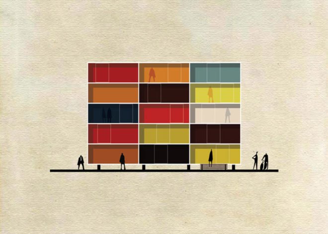 Federico Babina, archist, 20th century art, art, architecture, archibet, archicine, building art, architecture illustrations, cross sections, iconic art