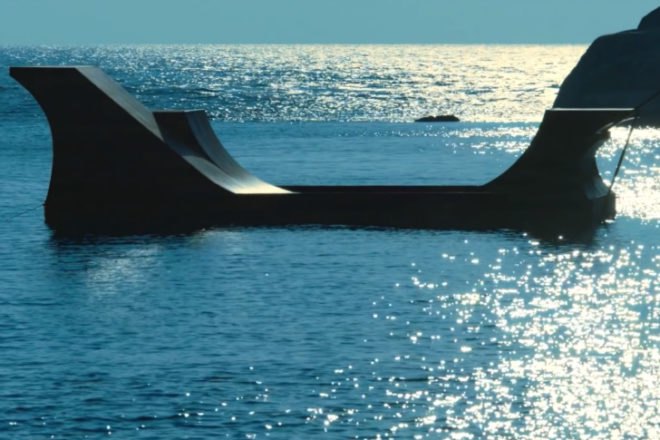 Floating Skate Ramp, Visit California, floating ramp, bob burnquist, lake tahoe, skate boarding, skate ramp