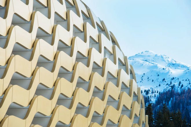 OIKOS Davos Hotel, Davos Hotel Switzerland, Davos Hotel facade, unbuildable facade, digitally fabricated facade, intelligent facade, undulating facade system, Wilhelm+Partner, German architects, Munich architects