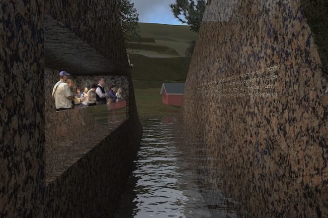 norway, utoya island, utoya massacre, memorial design, jonas dahlberg, land art, sorboraten, government quarter in oslo, recycled materials, healing landscape, landscape void