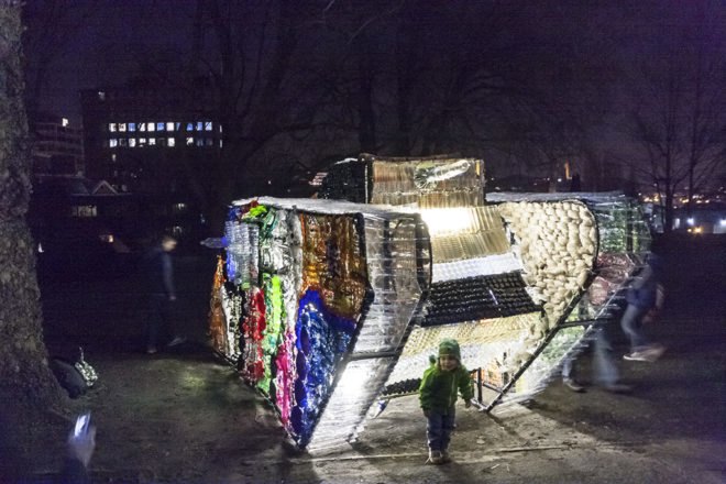 Sarah Turner, plastic bottle art, eco art, eco artist, Recycled WWI Tank, recycled water bottles, recycled plastic design, recycled plastic art