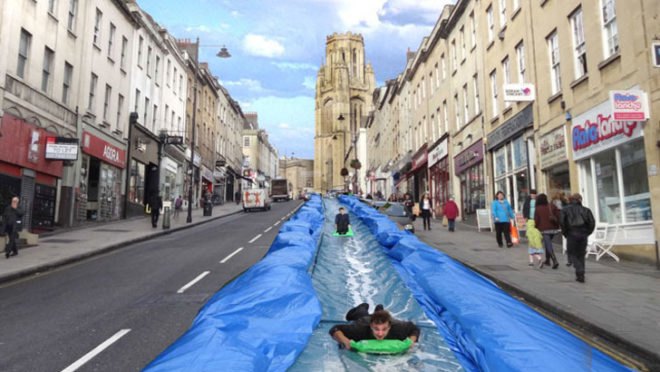 green design, eco design, sustainable design, Luke Jerram, Bristol, Park and Slide, Make Sundays Special Bristol, architectural intervention