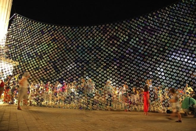 recycled cds, cds, mirror culture, community art, community art project, Ignatov Architects, Borislav Ignatov, varna, bulgaria, Sea Garden public park, European Capital of Culture 2019