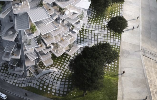 sou fujimoto, Sou Fujimoto Architects, Nicolas Laisné Associates, Manal Rachdi OXO, montpellier, arbre blanc, white tree tower, Architectural Folie of the 21st Century, cantilevered balconies, mixed use, residential tower, sunshades, tree-inspired architecture, tree-inspired