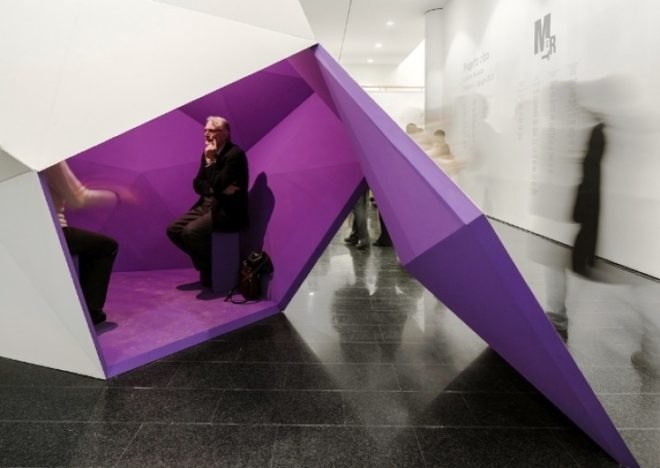 Futuristic Pod Sculpture by Pedro Sousa, art, MART museum, Italy, neon-colored lounges, Rudolf Steiner, modern art, portuguese designers, sculpture,