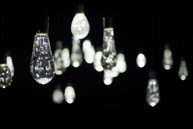 Torafu Architects, Milan Furniture Fair, whimsical light installation, recycled fluorescent lamps, Water Balloon room, Art, energy efficiency, Recycled Materials, Milan Furniture Fair,