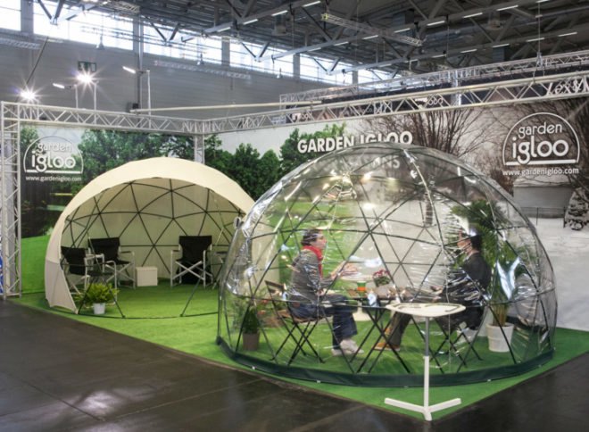 Garden Igloo, German design, geodesic dome, geodesic geometry, igloo-shaped structure, igloo architecture, lightweight architecture, outdoor furniture, transforming furniture, green design, recycled materials