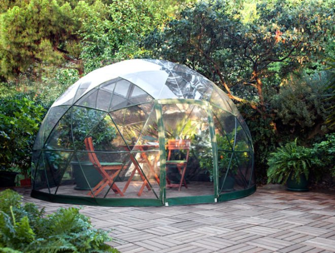Garden Igloo, German design, geodesic dome, geodesic geometry, igloo-shaped structure, igloo architecture, lightweight architecture, outdoor furniture, transforming furniture, green design, recycled materials