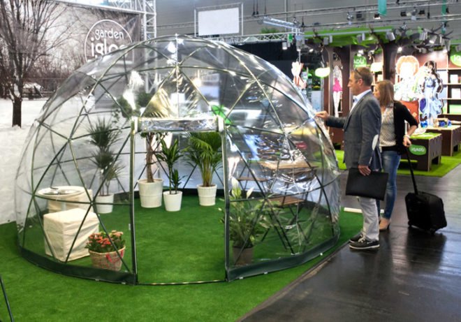 Garden Igloo, German design, geodesic dome, geodesic geometry, igloo-shaped structure, igloo architecture, lightweight architecture, outdoor furniture, transforming furniture, green design, recycled materials
