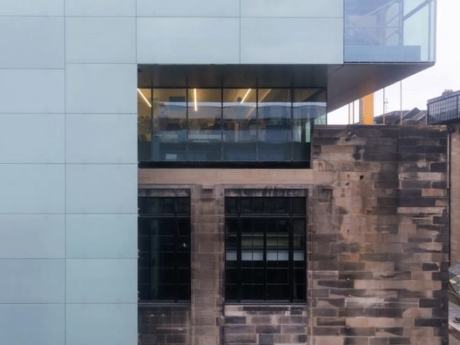 steven holl architects, jm architects, glasgow school of art, reid building, Charles Rennie Mackintosh, machair, driven voids of light, light shafts, northern light, translucent glass, glass facade, artists studios