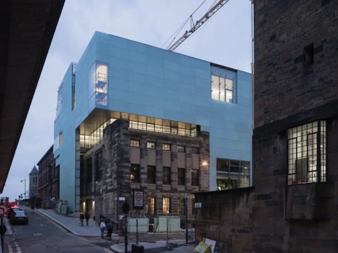 steven holl architects, jm architects, glasgow school of art, reid building, Charles Rennie Mackintosh, machair, driven voids of light, light shafts, northern light, translucent glass, glass facade, artists studios