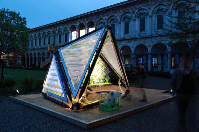 Urban Algae Canopy by ecoLogic Studio at Expo Milano 2015, custom designed ETFE cladding system, reactive bio-digital architecture by ecoLogic Studio, special CNC welding technology, organic canopy for Future Food District project by Carlo Ratti Associati, Bio-digital architecture at Expo Milano 2015, ecoLogic Studio combine technology and biology, responsive algae canopy by ecoLogic Studio, responsive bio-digital canopy at Expo Milano 2015,