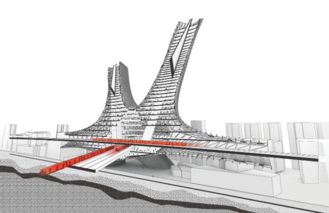 AMLGM Labs, Urban Alloy Towers, architecture, transit hub, LIRR, Queens, Woodside, transportation hub, crazy architecture, dream buildings, New York's strangest buildings, New York's most outlandish buildings, strange NY buidings, odd New York Buildings,