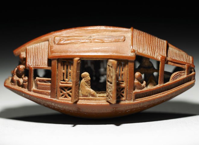 green design, eco design, sustainable design, carved olive pit, National Palace Museum of China, Ch'en Tsu-chang, tiny sculptures
