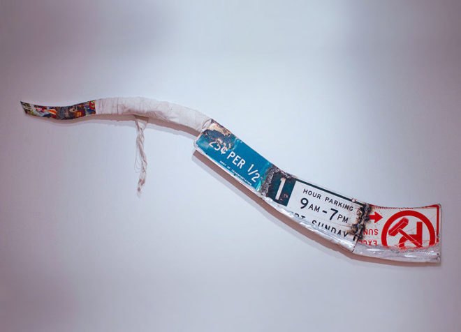 green design, eco design, sustainable design, Coby Kennedy, recycled street signs, In Service of a Villain, street sign sword