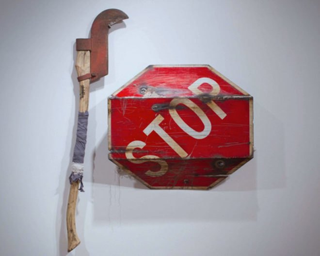 green design, eco design, sustainable design, Coby Kennedy, recycled street signs, In Service of a Villain, street sign sword