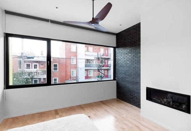 interior renovation, duplex to single-family, montreal, naturehumaine, skylight, daylighting, reclaimed wood, glass floor, historic wooden structure, 8th avenue house, rosemount, colored panels, canada