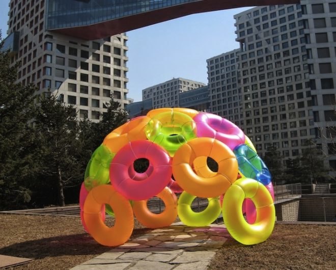 virginia melnyk, summer igloo, reader submitted content, c!here art crawl, beijing art crawl, beijing, geodesic dome, igloo, inflatable pool toys, temporary pavilion