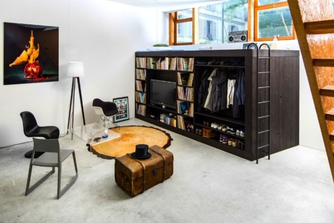 green furniture, green interiors, multi-functional furniture, multifunctional furniture, living cube, the living cube, Till Könneker, Remo Zimmerli, home in a box, combo bed and storage, sustainable wood, green design, sustainable design, sustainable interiors, sustainable furniture, eco design
